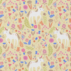 Coated  Cotton JOLICORN Yellow / Pink